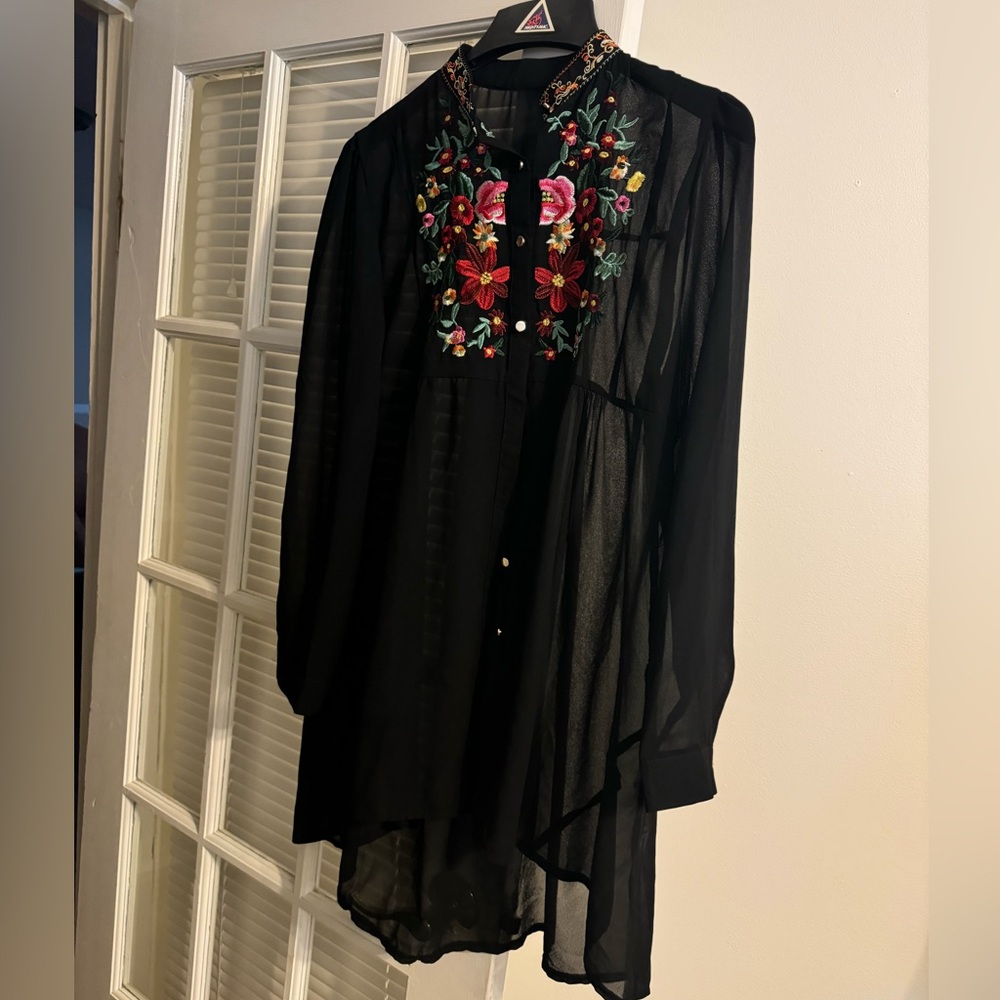 Sheer Embroidered Blouse